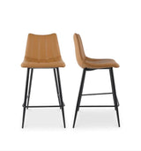 Alibi Vegan Leather Upholstered Counter Stool (Set of 2) Counter Stools LOOMLAN By Moe's Home