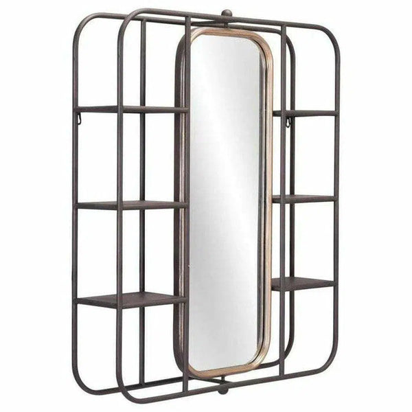 Alice Mirror Shelf Gray in Handmade Design Wall Mirrors LOOMLAN By Zuo Modern