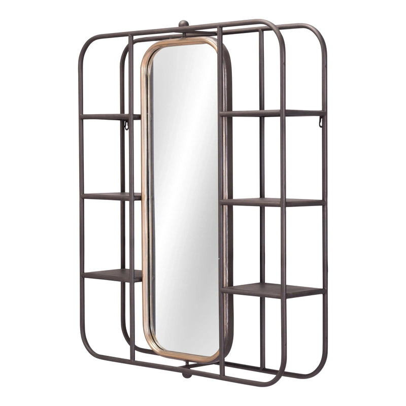 Alice Mirror Shelf Gray in Handmade Design Wall Mirrors LOOMLAN By Zuo Modern