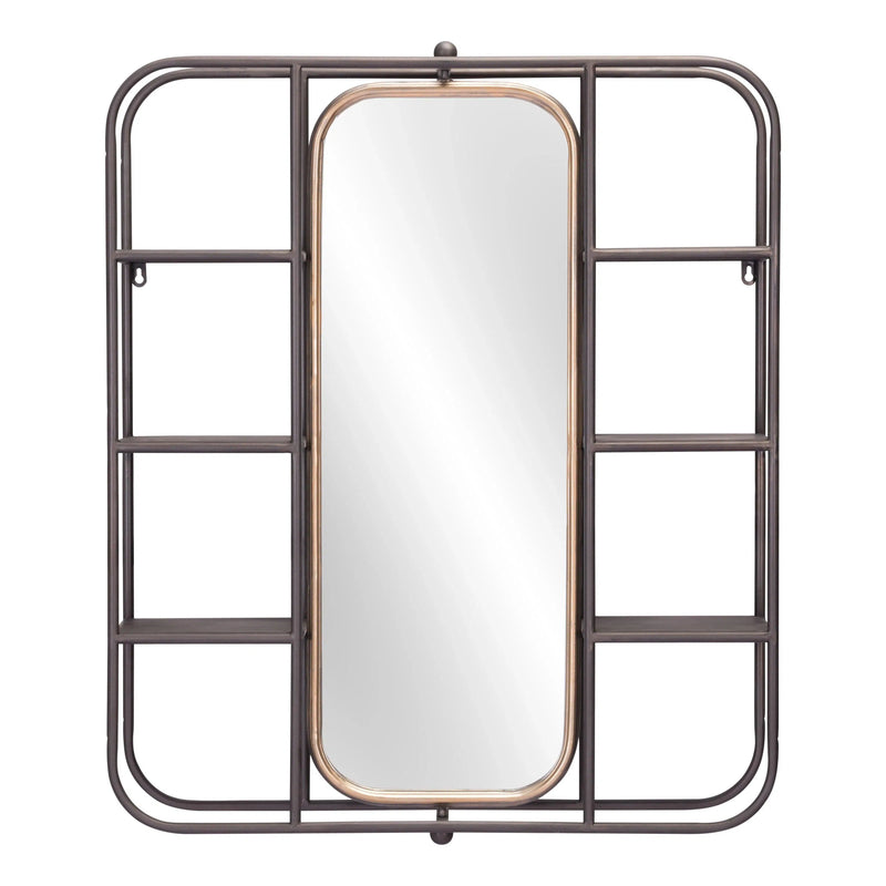 Alice Mirror Shelf Gray in Handmade Design Wall Mirrors LOOMLAN By Zuo Modern