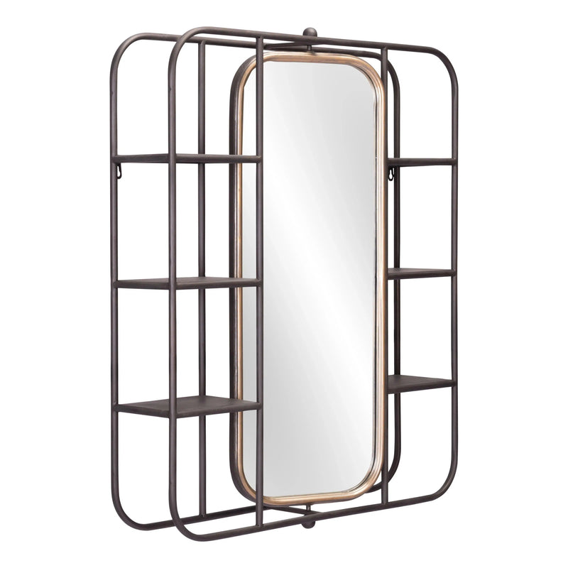 Alice Mirror Shelf Gray in Handmade Design Wall Mirrors LOOMLAN By Zuo Modern