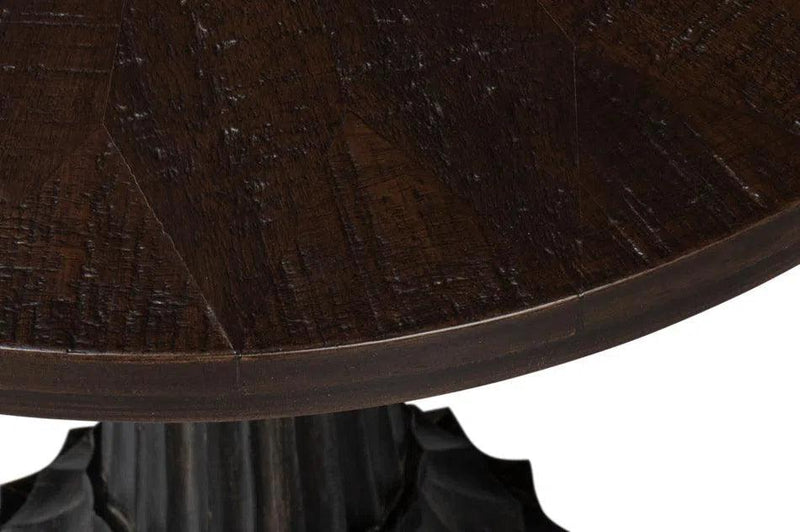 Alister Mango Wood Dark Brown Round End Table Side Tables LOOMLAN By Sarreid