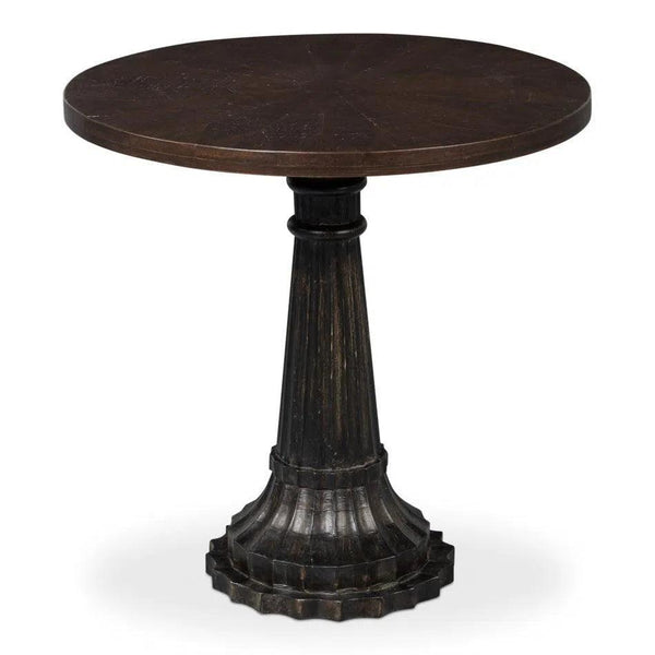 Alister Mango Wood Dark Brown Round End Table Side Tables LOOMLAN By Sarreid