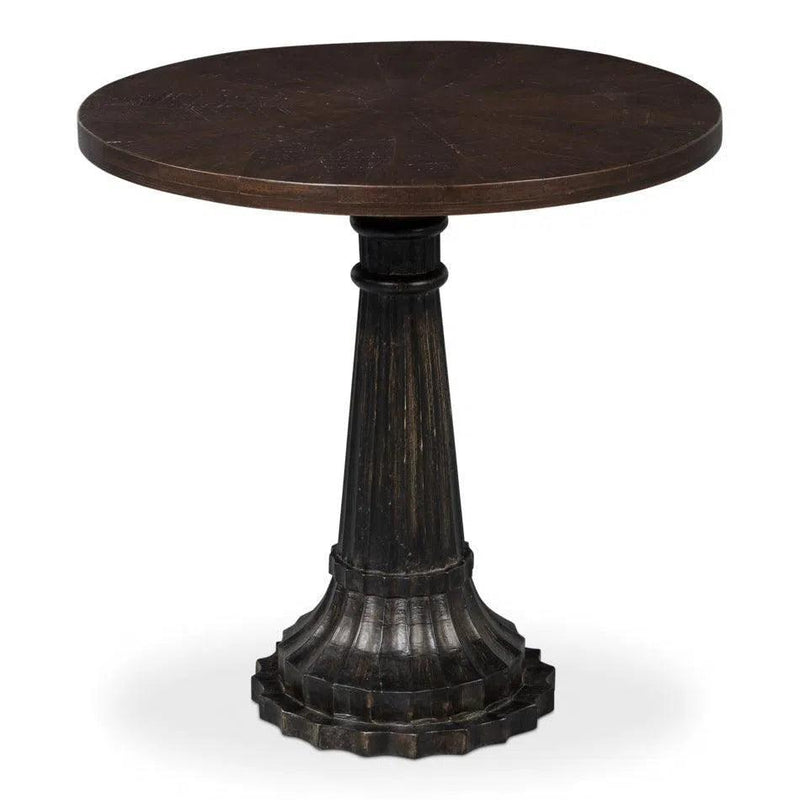 Alister Mango Wood Dark Brown Round End Table Side Tables LOOMLAN By Sarreid