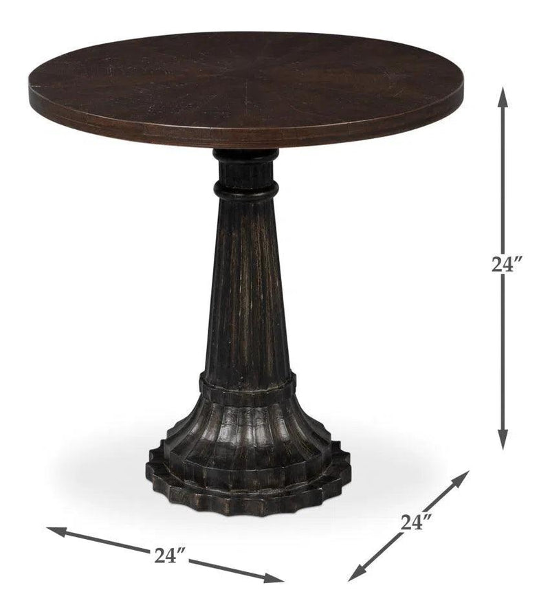 Alister Mango Wood Dark Brown Round End Table Side Tables LOOMLAN By Sarreid