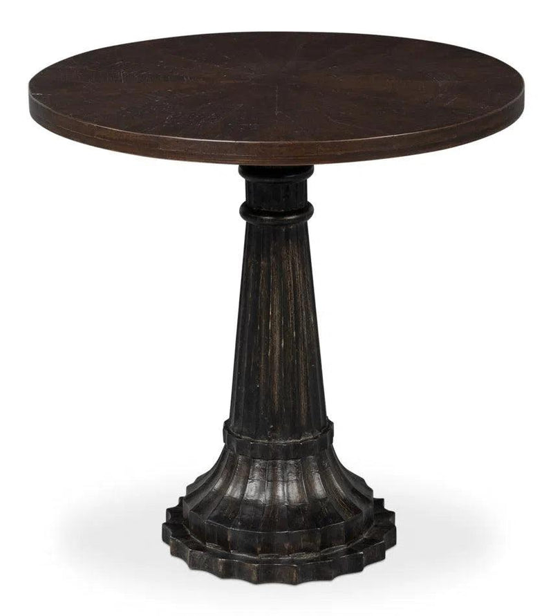 Alister Mango Wood Dark Brown Round End Table Side Tables LOOMLAN By Sarreid