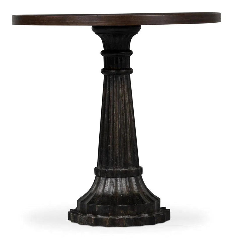 Alister Mango Wood Dark Brown Round End Table Side Tables LOOMLAN By Sarreid