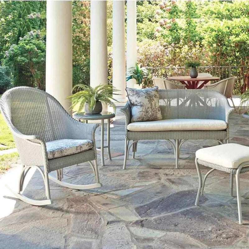 All Seasons Patio Round End Table With Taupe Glass Lloyd Flanders Outdoor Side Tables LOOMLAN By Lloyd Flanders