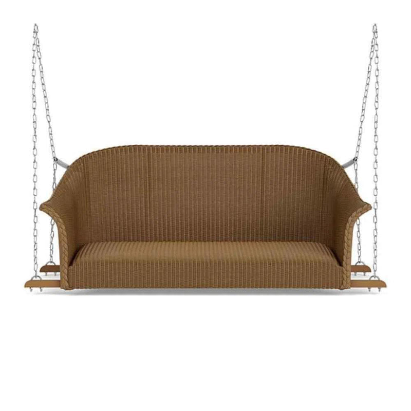 All Seasons Settee Swing With Padded Seat Wicker Outdoor Furniture Outdoor Swings LOOMLAN By Lloyd Flanders