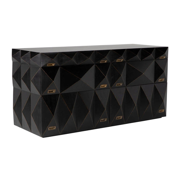 Allegra Wood and Brass Black Dresser Dressers LOOMLAN By Noir