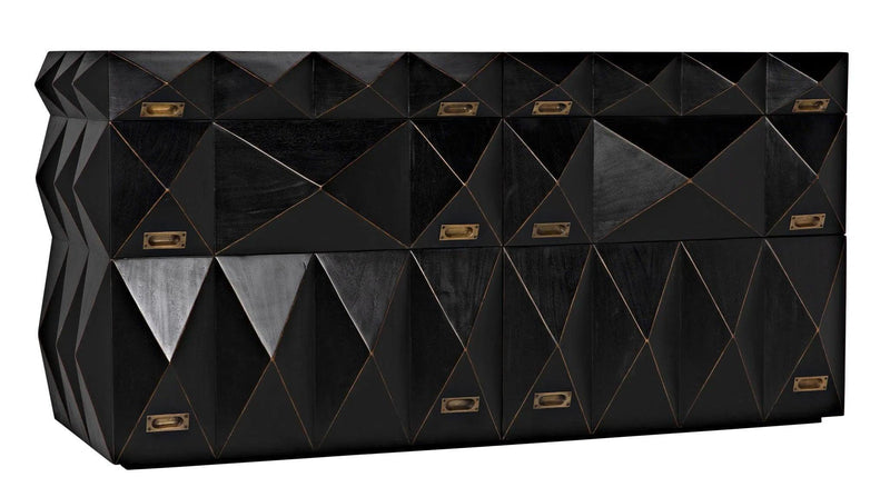 Allegra Wood and Brass Black Dresser Dressers LOOMLAN By Noir