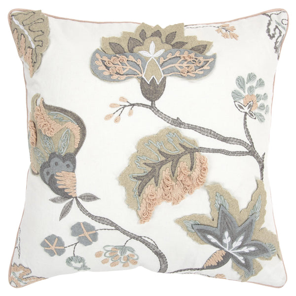 Alleo Embroidered Floral Blush Pillow With Insert Throw Pillows LOOMLAN By LOOMLAN