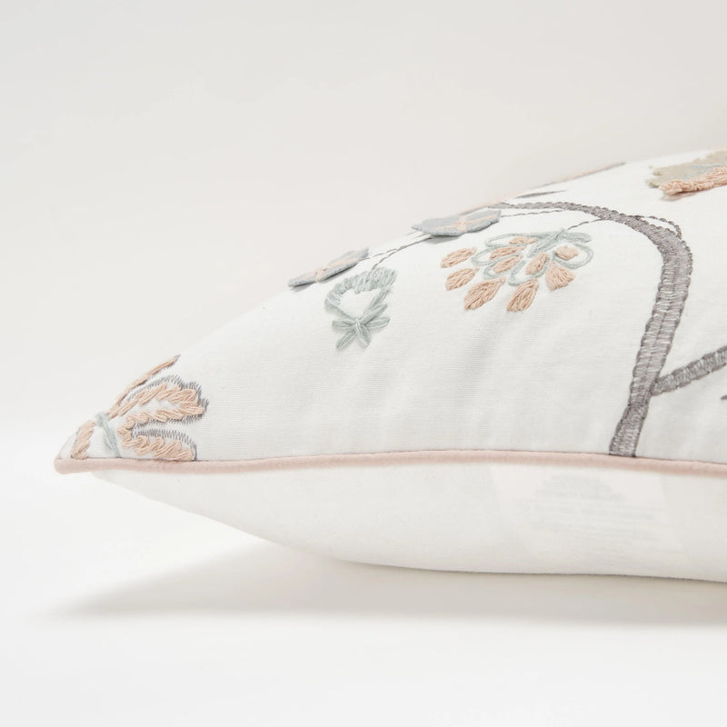 Alleo Embroidered Floral Blush Pillow With Insert Throw Pillows LOOMLAN By LOOMLAN