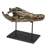 Alligator On Stand Antique Brass Large Sculpture Statues & Sculptures LOOMLAN By Noir