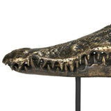 Alligator On Stand Antique Brass Large Sculpture Statues & Sculptures LOOMLAN By Noir