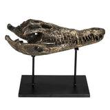 Alligator On Stand Antique Brass Large Sculpture Statues & Sculptures LOOMLAN By Noir