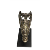 Alligator On Stand Antique Brass Medium Sculpture Statues & Sculptures LOOMLAN By Noir