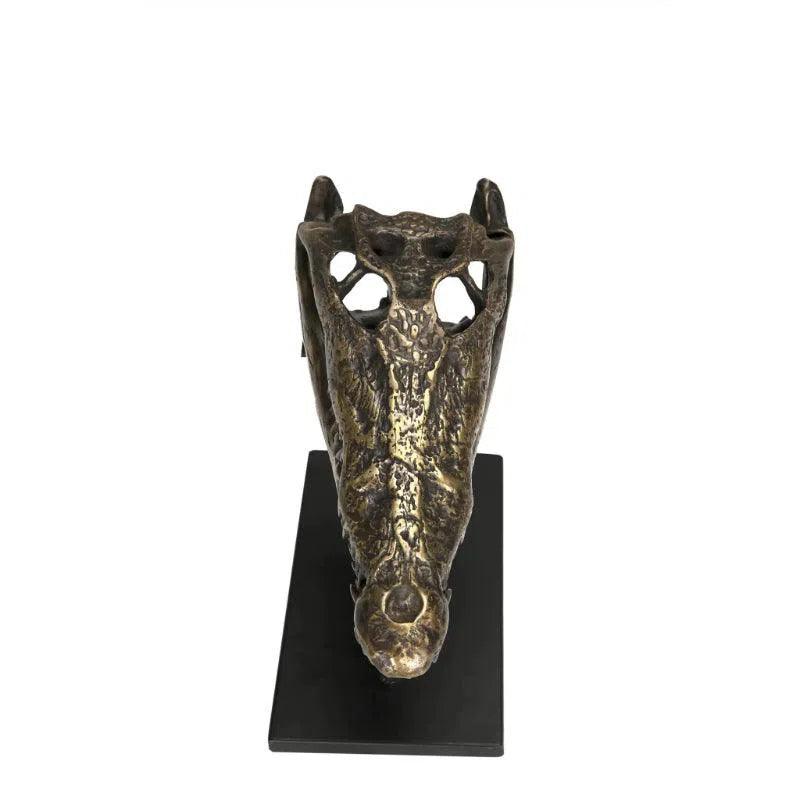 Alligator On Stand Antique Brass Small Sculpture Statues & Sculptures LOOMLAN By Noir