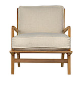 Allister Teak Wood Arm Chair With White US Made Cushions Club Chairs LOOMLAN By Noir