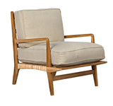 Allister Teak Wood Arm Chair With White US Made Cushions Club Chairs LOOMLAN By Noir