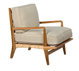 Allister Teak Wood Arm Chair With White US Made Cushions Club Chairs LOOMLAN By Noir