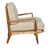 Allister Teak Wood Arm Chair With White US Made Cushions Club Chairs LOOMLAN By Noir