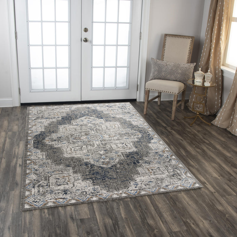 Alma Medallion Dark Gray Large Area Rugs For Living Room Area Rugs LOOMLAN By LOOMLAN