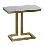 Alonzo Steel and Marble White Rectangle Side Table Side Tables LOOMLAN By Noir