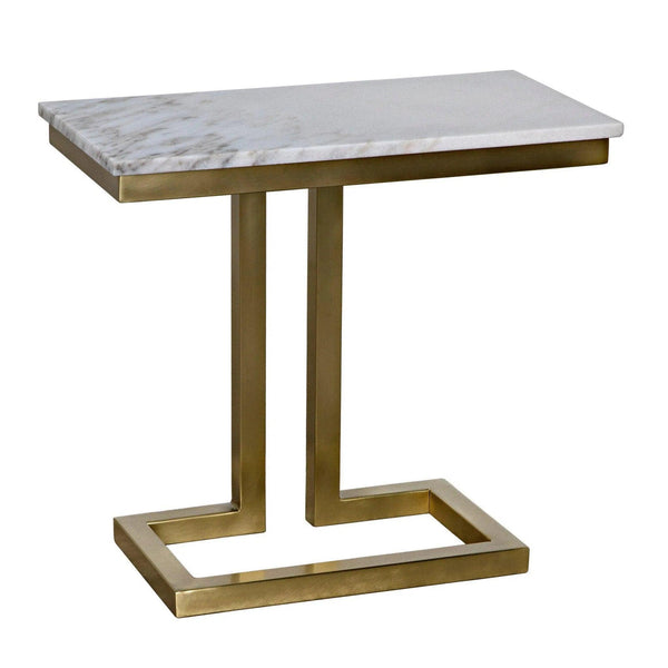 Alonzo Steel and Marble White Rectangle Side Table Side Tables LOOMLAN By Noir