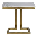 Alonzo Steel and Marble White Rectangle Side Table Side Tables LOOMLAN By Noir