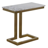 Alonzo Steel and Marble White Rectangle Side Table Side Tables LOOMLAN By Noir