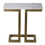 Alonzo Steel and Marble White Rectangle Side Table Side Tables LOOMLAN By Noir