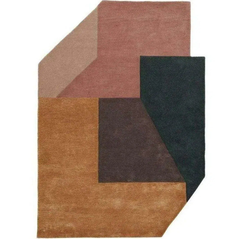 Alton Combi Brown Orange Black Handmade Wool Rug Area Rugs LOOMLAN By Linie Design