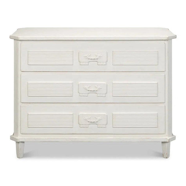 Altus Commode Antique White Three Drawers Chest Chests LOOMLAN By Sarreid