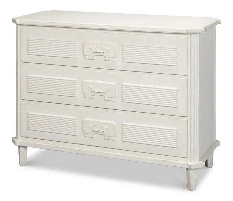 Altus Commode Antique White Three Drawers Chest Chests LOOMLAN By Sarreid