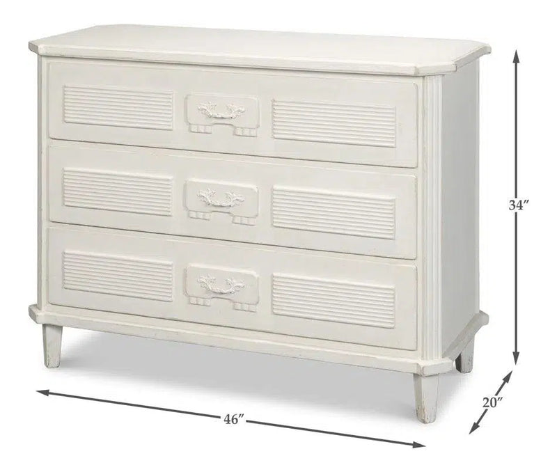 Altus Commode Antique White Three Drawers Chest Chests LOOMLAN By Sarreid