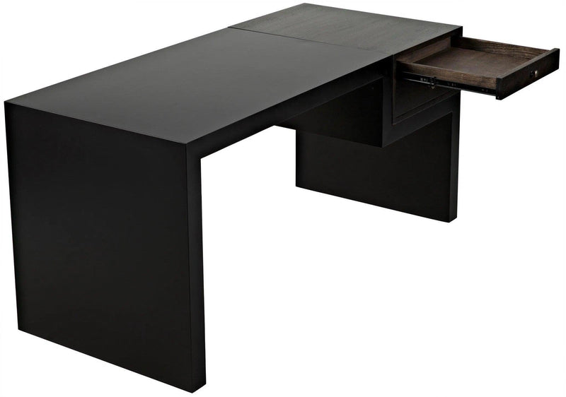 Alvaro Desk, Black Steel with Ebony Walnut Home Office Desks LOOMLAN By Noir