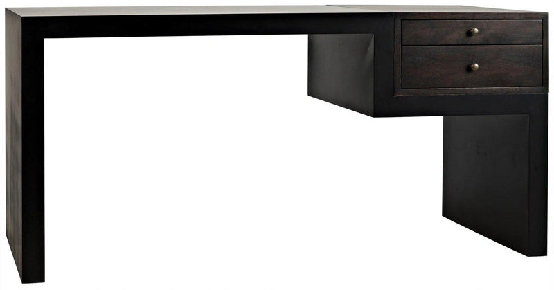 Alvaro Desk, Black Steel with Ebony Walnut Home Office Desks LOOMLAN By Noir