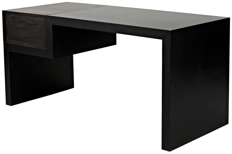 Alvaro Desk, Black Steel with Ebony Walnut Home Office Desks LOOMLAN By Noir