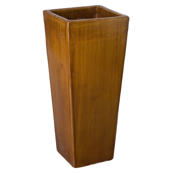 Amber Natural Brown Ceramic Square Pot Outdoor Planters LOOMLAN By Emissary