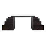 Ambidextrous Desk, Hand Rubbed Black with Light Brown Trim Home Office Desks LOOMLAN By Noir