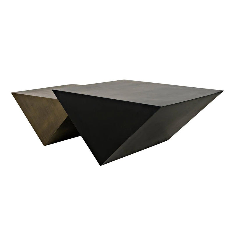 Amboss Coffee Table, Black Metal, Aged Brass Finish Coffee Tables LOOMLAN By Noir