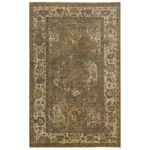 Amla Floral Brown/ Beige Large Area Rugs For Living Room Area Rugs LOOMLAN By LOOMLAN