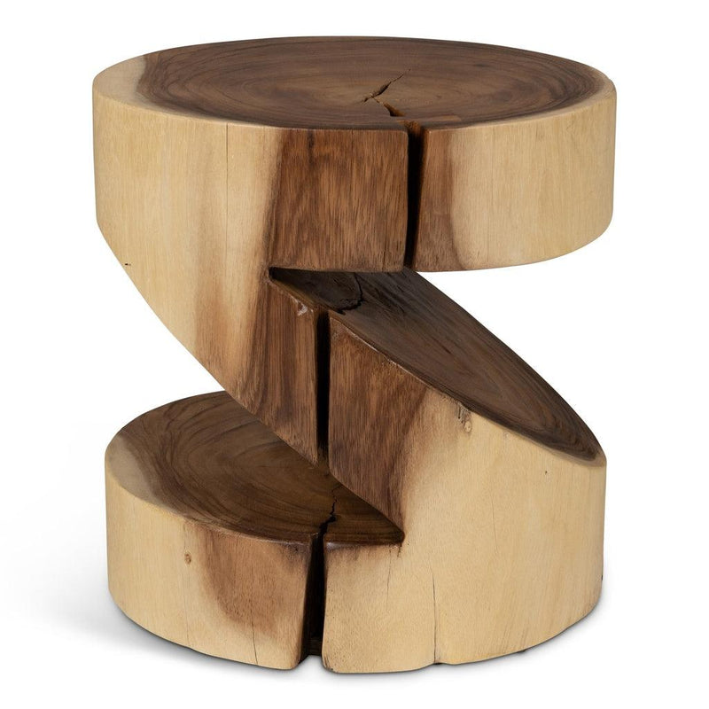 Anchali Natural Solid Chamcha Wooden Side Table Side Tables LOOMLAN By Urbia