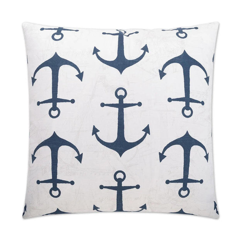 Anchors Navy Blue Throw Pillow With Insert Throw Pillows LOOMLAN By D.V. Kap