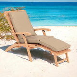 Anders Teak Folding Outdoor Deck Chair Lounge with Sunbrella Cushions Outdoor Cabanas & Loungers LOOMLAN By HiTeak