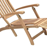 Anders Teak Folding Outdoor Deck Chair Lounge with Sunbrella Cushions Outdoor Cabanas & Loungers LOOMLAN By HiTeak