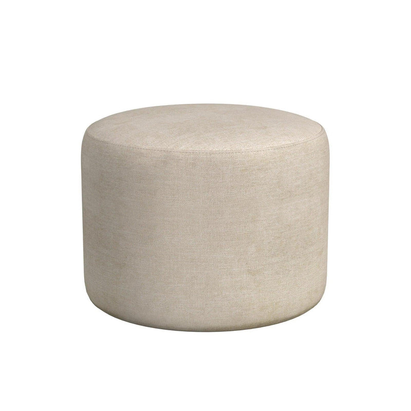 Anderson Wood Beige Round Ottoman Ottomans LOOMLAN By Bassett Mirror