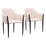 Andover Steel Beige Dining Arm Chair (Set of 2) Dining Chairs LOOMLAN By Zuo Modern