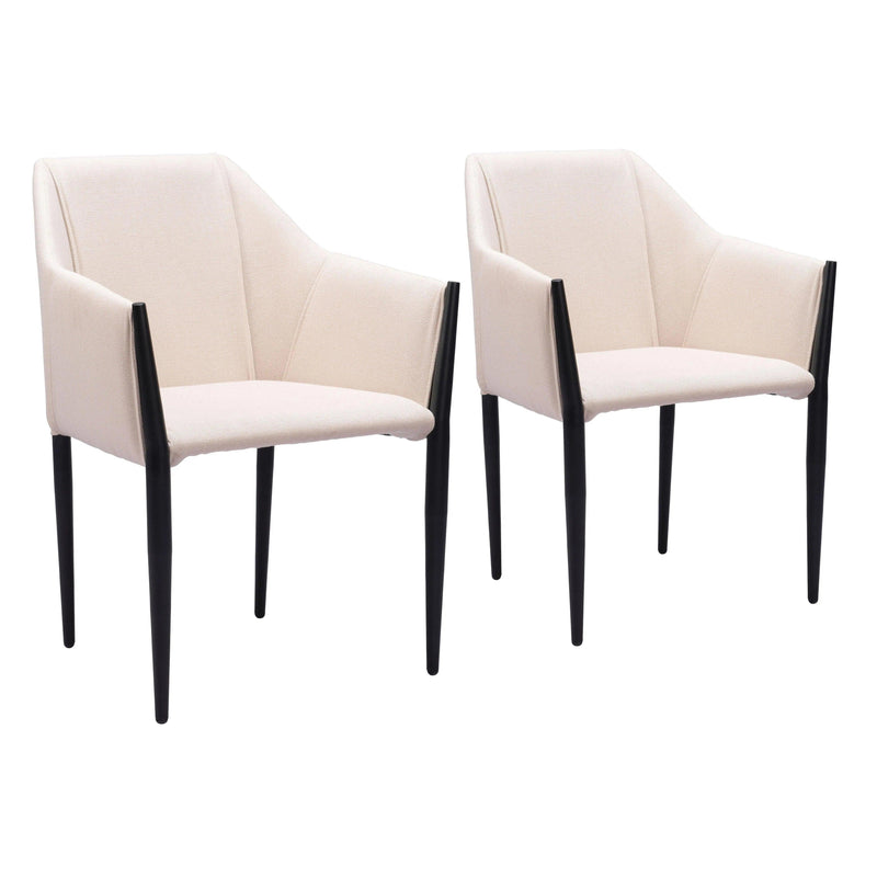 Andover Steel Beige Dining Arm Chair (Set of 2) Dining Chairs LOOMLAN By Zuo Modern